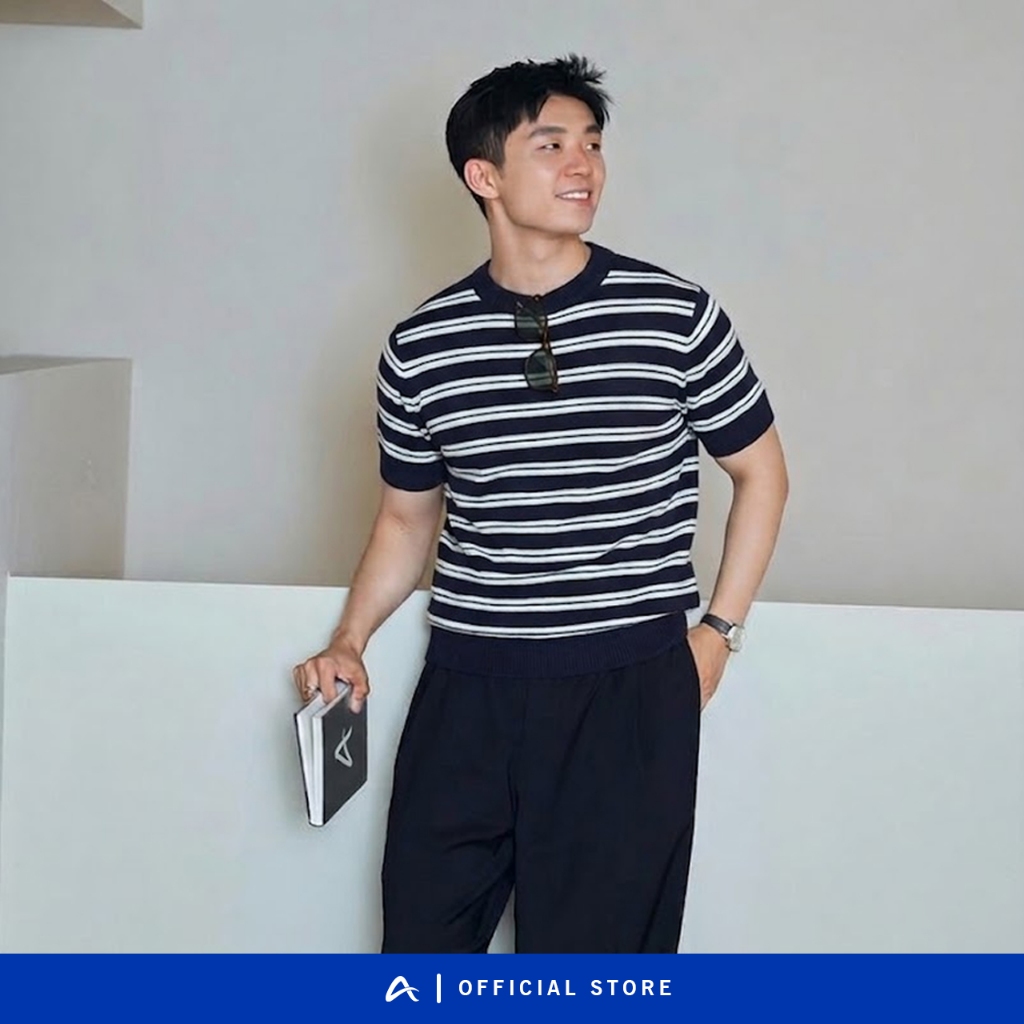[Amee Studio] Áo Thun Len Dệt Kim Phối Kẻ Chất Liệu Len Lông Thỏ Cao Cấp / Pisces 0,6g | BigBuy360 - bigbuy360.vn