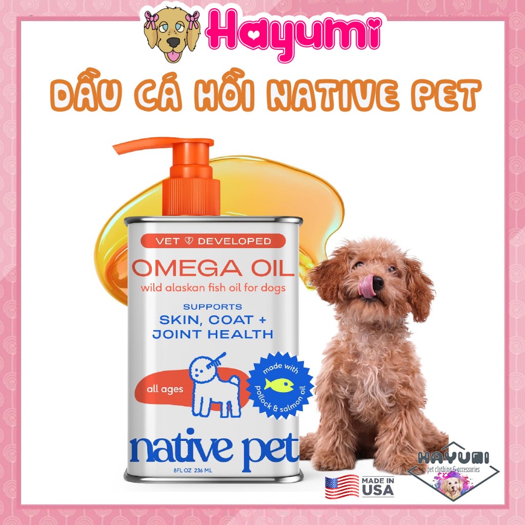 [SEAL 472ML]  DẦU CÁ HỒI NATIVE PET OMEGA OIL DƯỠNG DA, ĐẸP LÔNG DÀNH CHO CHÓ MÈO - HAYUMI