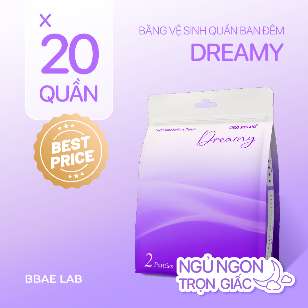 Combo 20 băng vệ sinh quần ban đêm Cielo Stellato DREAMY, chống tràn tuyệt đối, khô thoáng suốt đêm