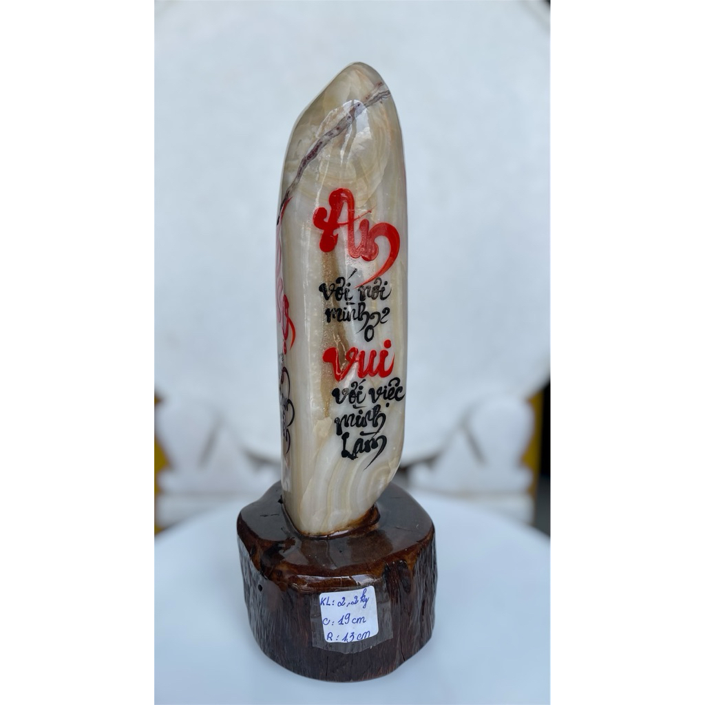 THƯ PHÁP TRÊN ĐÁ NGỌC ONYX (TPON1 - Kl:2.2kg - C:19cm - R:13cm)
