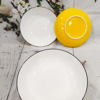 Combo 2 dĩa sứ lòng sâu màu vàng - dĩa sứ lòng sâu màu đỏ