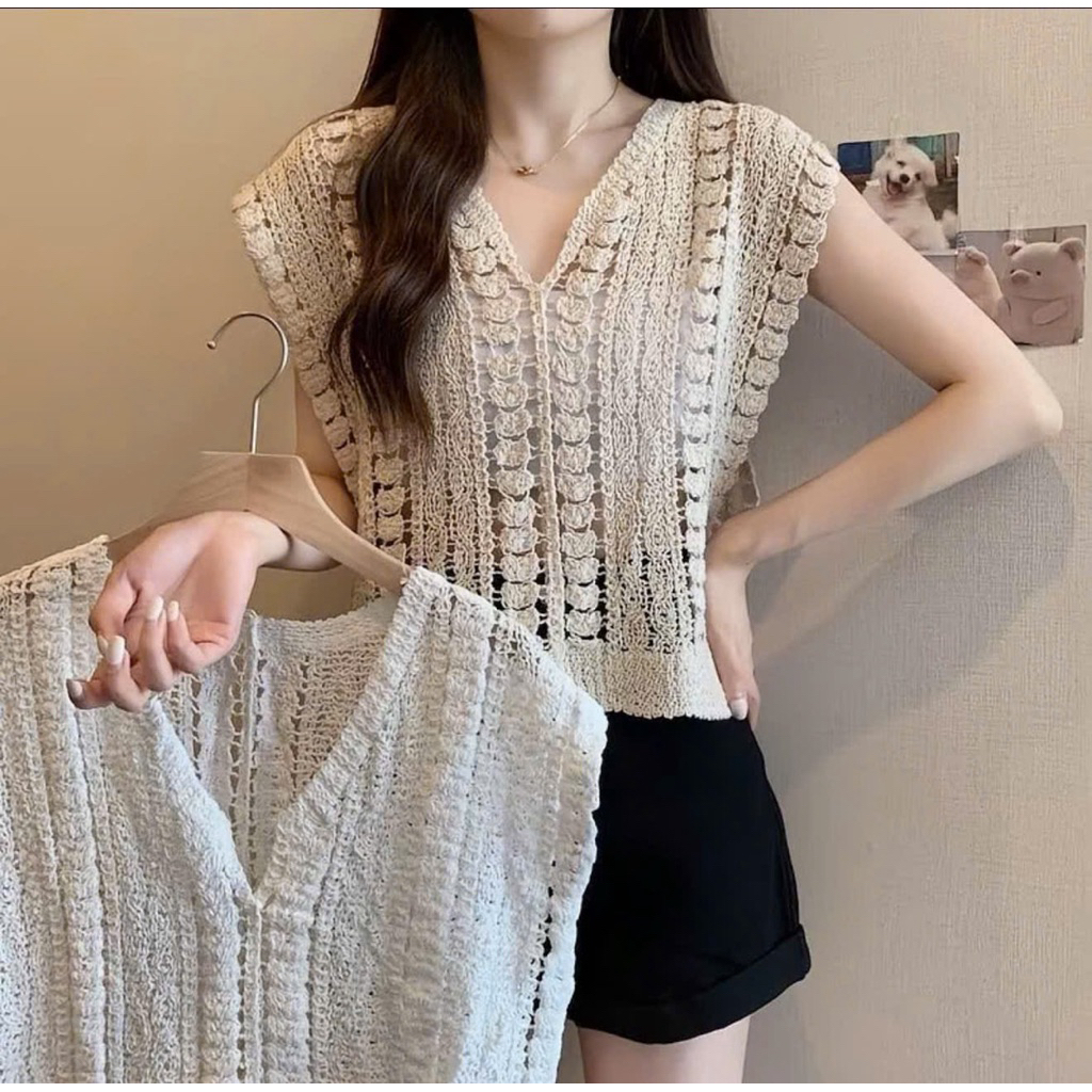 Áo lưới đi biển kiểu cánh dơi cổ V sang chảnh B20