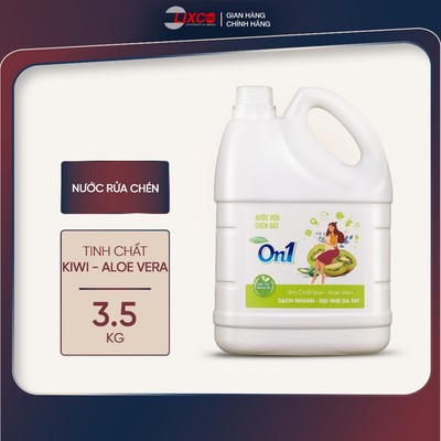 Nước rửa chén On1 hương kiwi và aloe vera 3.5kg, gel rửa bát sạch bóng vết dầu mỡ N5015 - Lixco Việt Nam
