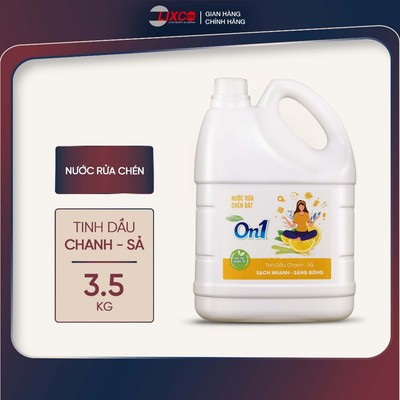 Nước rửa chén On1 hương Chanh sả 3.5kg, gel làm sạch bóng vết dầu mỡ N5208 - Lixco Việt Nam
