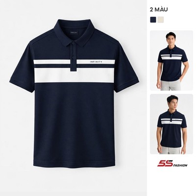 Áo Polo Nam INFINITY STRIPE 5S FASHION Can Phối Kẻ Lịch Lãm Phom Slimfit Tôn Dáng M0APC26077