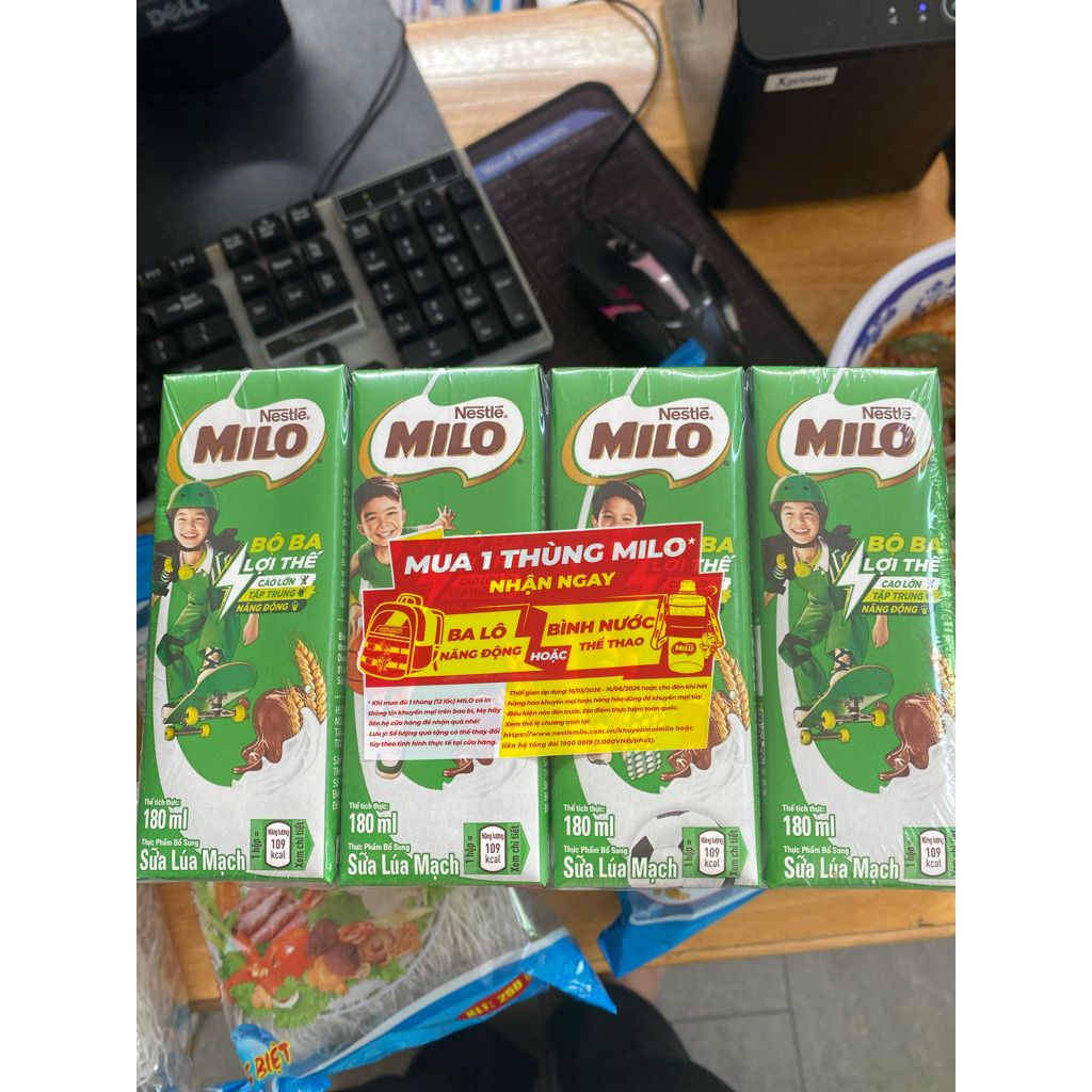 Mua 1 thùng 12 lốc tặng kèm 1 ba lô Sữa Milo hộp  180ml
