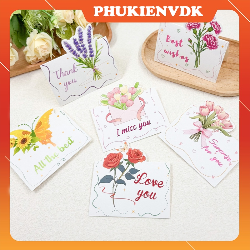 (Combo 2-20 cái) Thiệp Chúc Mừng Bó Hoa Tươi Tắn Trang Nhã Ngày Nhà Giáo Tình Yêu Cảm Ơn