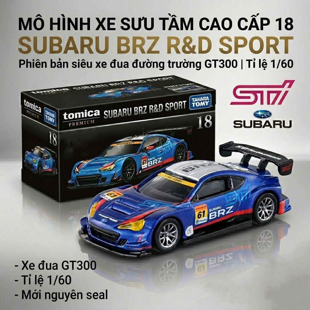 [Hàng Nhật Chính Hãng] Xe mô hình Tomica Premium 18 Subaru BRZ R&D SPORT - Siêu xe đua Super GT từ N