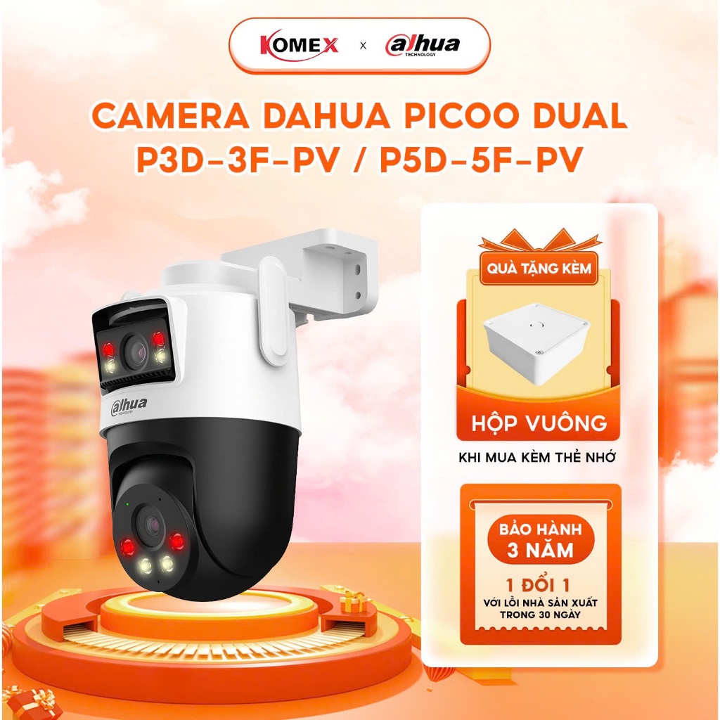 Camera WiFi Dahua 2 ống kính P3D-3F-PV / P5D-5F-PV ( Picoo Dual ) báo động đèn và còi hú, tùy chỉnh 