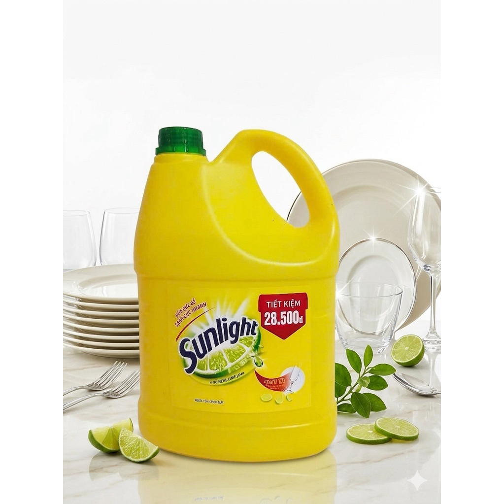 Nước Rửa Chén Sunlight Hương Chanh Can Lớn 3,6kg Sạch Dầu Mỡ Tiện Dụng Tiết Kiệm