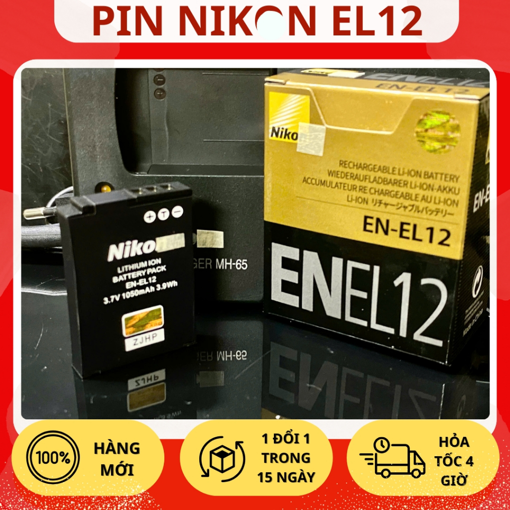 Bộ Sạc, Pin Nikon EL12 cho Coolpix S6000, S610/S620/S630/S640, S70/S710, S8000/S8100, S9100/S9200/S9