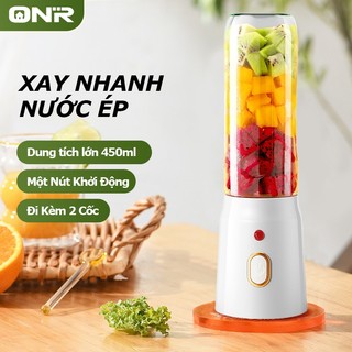 ONR-Máy Xay Sinh Tố 450ML, Máy Xay Mini Máy Ép Trái Cây, Đầu Dao 10 Lưỡi - Khuấy Đều 360 Độ Đa Chiều