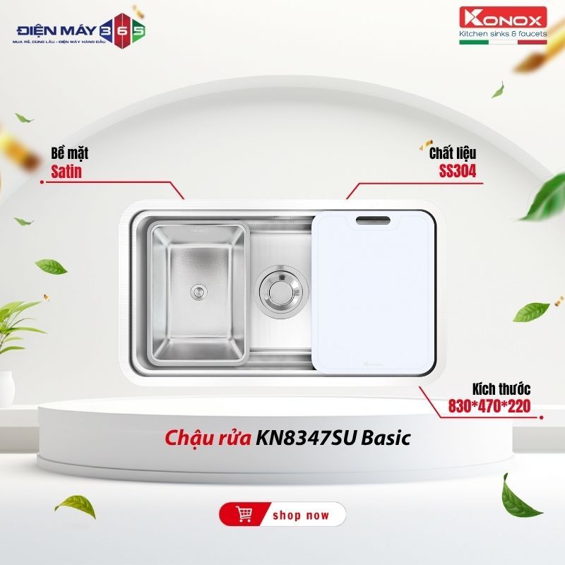 Chậu Rửa Chén Konox KN8347SU – Dễ Vệ Sinh Hạn Chế Bám Dầu Mỡ