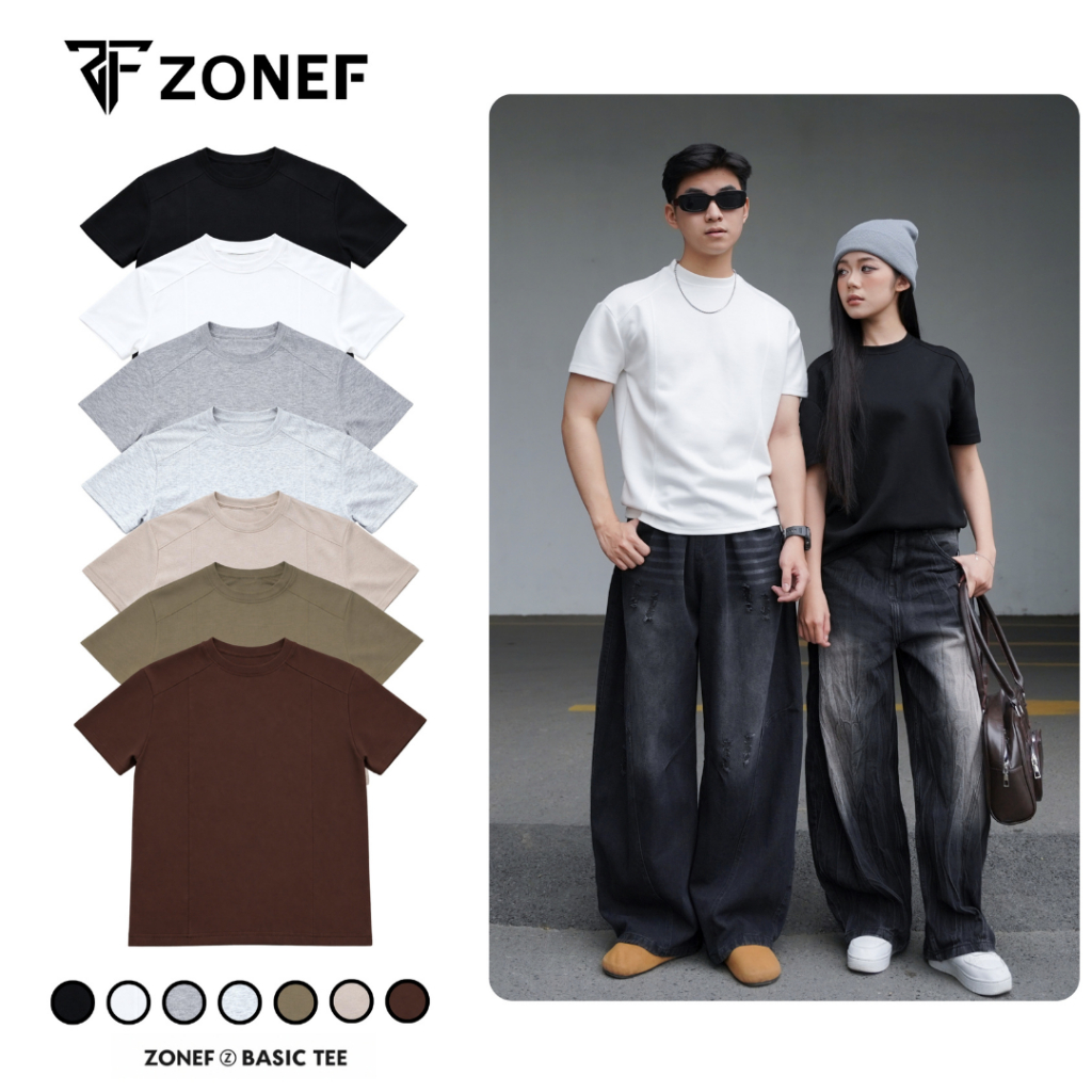 Áo Thun Cleanfit Ngắn Tay Cổ Tròn Tôn Chiều Cao ZONEF STUDIO, Áo Thun Mặc Hè Nam Nữ Trẻ Trung, Năng 
