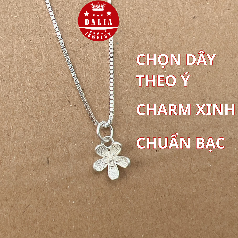 Dây chuyền bạc nữ mặt hoa mai chuẩn bạc DaLiA Jewelry mặt vòng cổ, charm vòng cổ bạc nữ hoa mai 5 cá