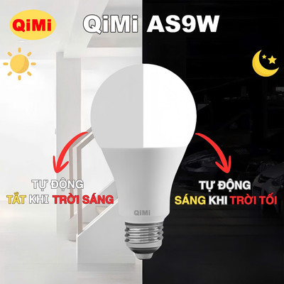 Bóng Đèn Cảm Biến Ánh Sáng QiMi AS9W - Tự Động Bật Khi Tối, Tắt Khi Sáng, Tiện Lợi Tiết Kiệm Điện