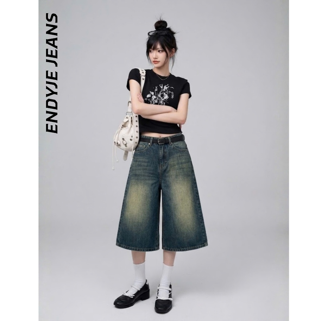 Quần jeans lửng nữ lưng cao ống rộng, quần bò unisex phong cách thời trang năng động dễ phối đồ ED29 | BigBuy360 - bigbuy360.vn