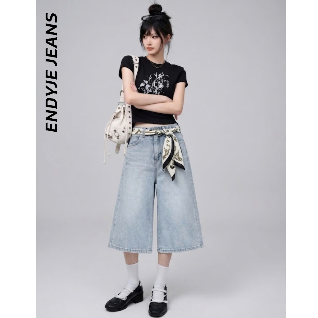Quần jeans lửng nữ lưng cao ống rộng, quần bò unisex phong cách thời trang năng động dễ phối đồ ED29 | BigBuy360 - bigbuy360.vn