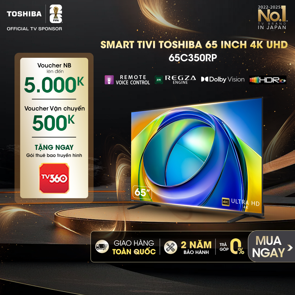 Smart Tivi Toshiba 65 inch 4K UHD 65C350RP, Giao Hàng Toàn Quốc, Bảo Hành 24 Tháng