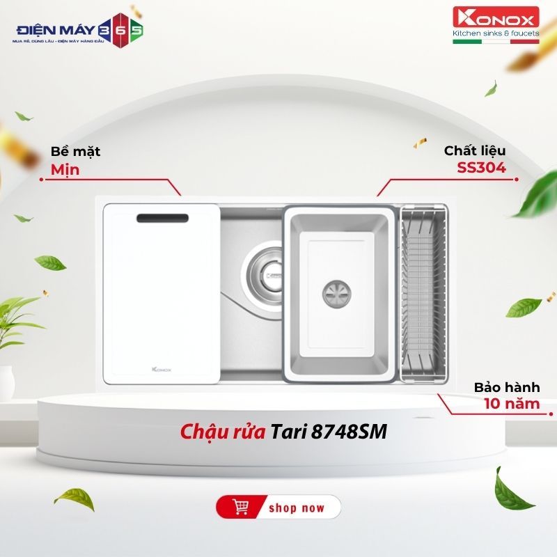 Chậu Rửa Bát Konox Tari 8748SM - Không Gian Rửa Thoáng Giúp Làm Bếp Dễ Hơn
