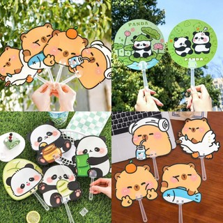 Quạt nhựa cầm tay mini capy, gấu trúc, hoạt tiết hoạt hình đáng yêu, quà lưu niệm tặng giá rẻ, quà cuối năm cho học sinh
