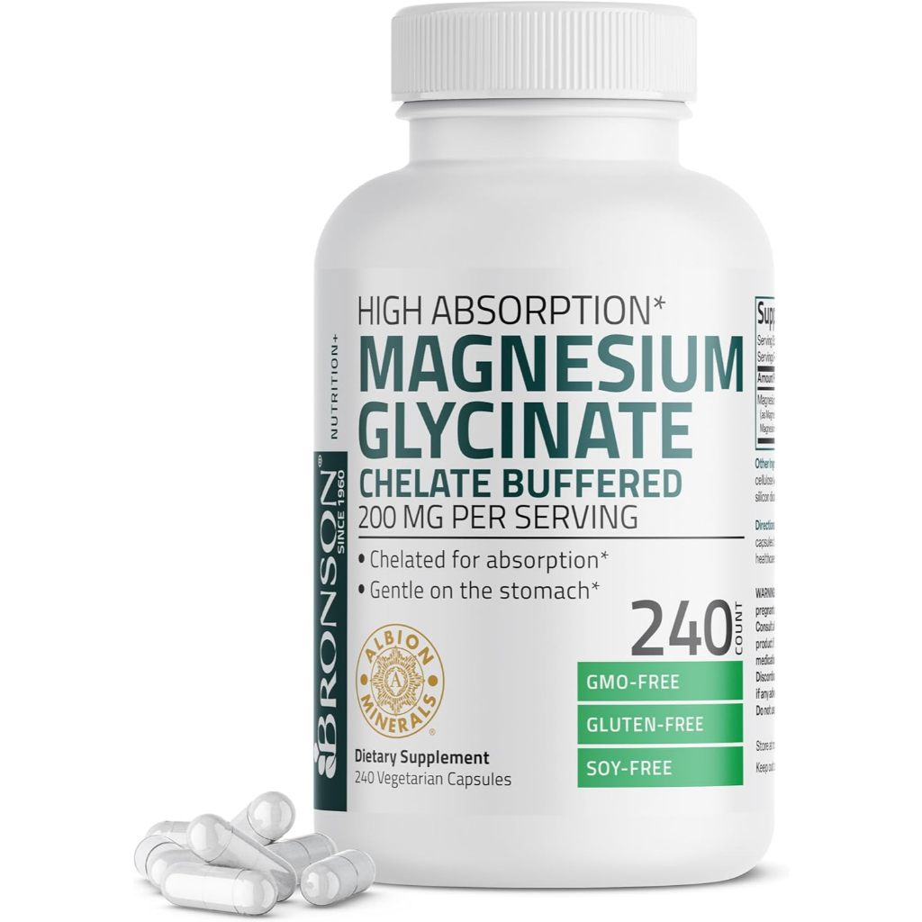Viên Magnesium Glycinate 200mg Bronson 240 viên [Hàng Mỹ]