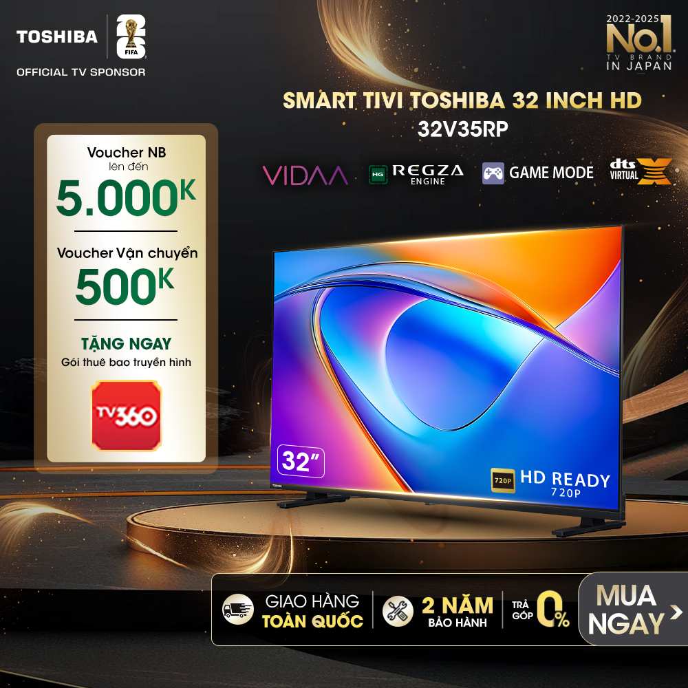 Smart Tivi Toshiba 32 inch HD 32V35RP, Giao Hàng Toàn Quốc, Bảo Hành 24 Tháng