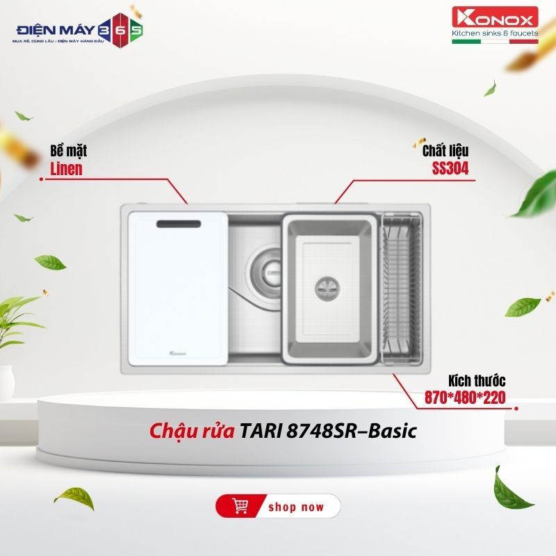 Chậu Rửa Bát Chống Xước Konox Tari 8748SR Giải Pháp Tiện Lợi Cho Không Gian Bếp Nhỏ