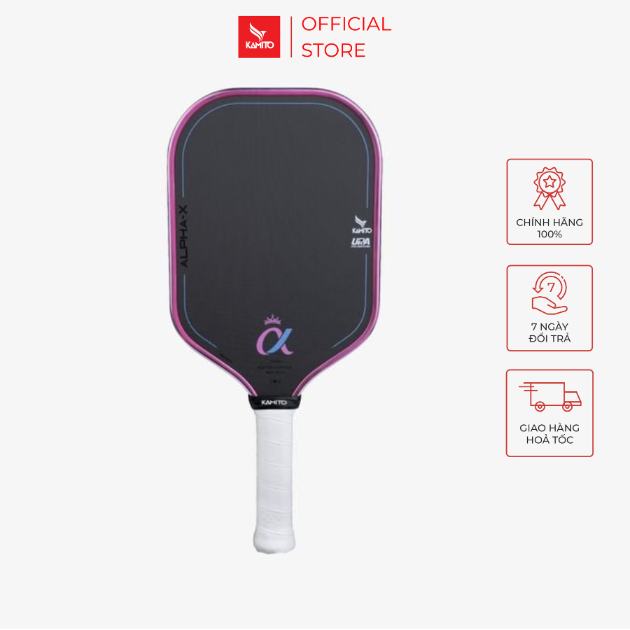 Vợt Pickleball Kamito Alpha-X Her Power, Mặt Vợt Carbon Toray, Tạo Xoáy, Kiểm Soát Bóng, Lõi MPP