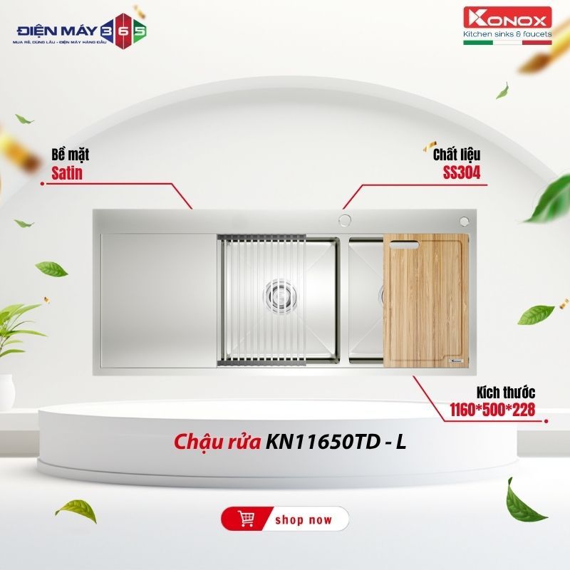 Chậu Rửa Bát Konox KN11650TD –Hạn Chế Bắn Nước Giữ Khu Bếp Luôn Khô Ráo