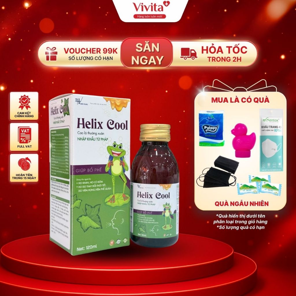 [🔥CHÍNH HÃNG] Siro Ho Helix Cool Giúp Bổ Phế, Trừ Ho, Giảm Khản Tiếng, Sổ Mũi - Chai 120ml