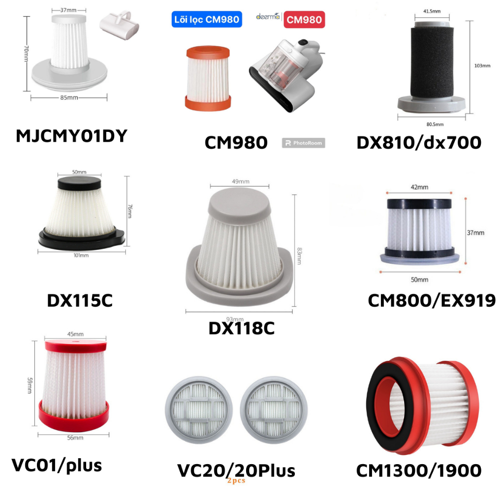 Sét 2 Lõi lọc Hepa máy hút bụi Deerma Xiaomi CM800, DX700, DX810, 115C, DX118C, DX700S, CM1300/1900