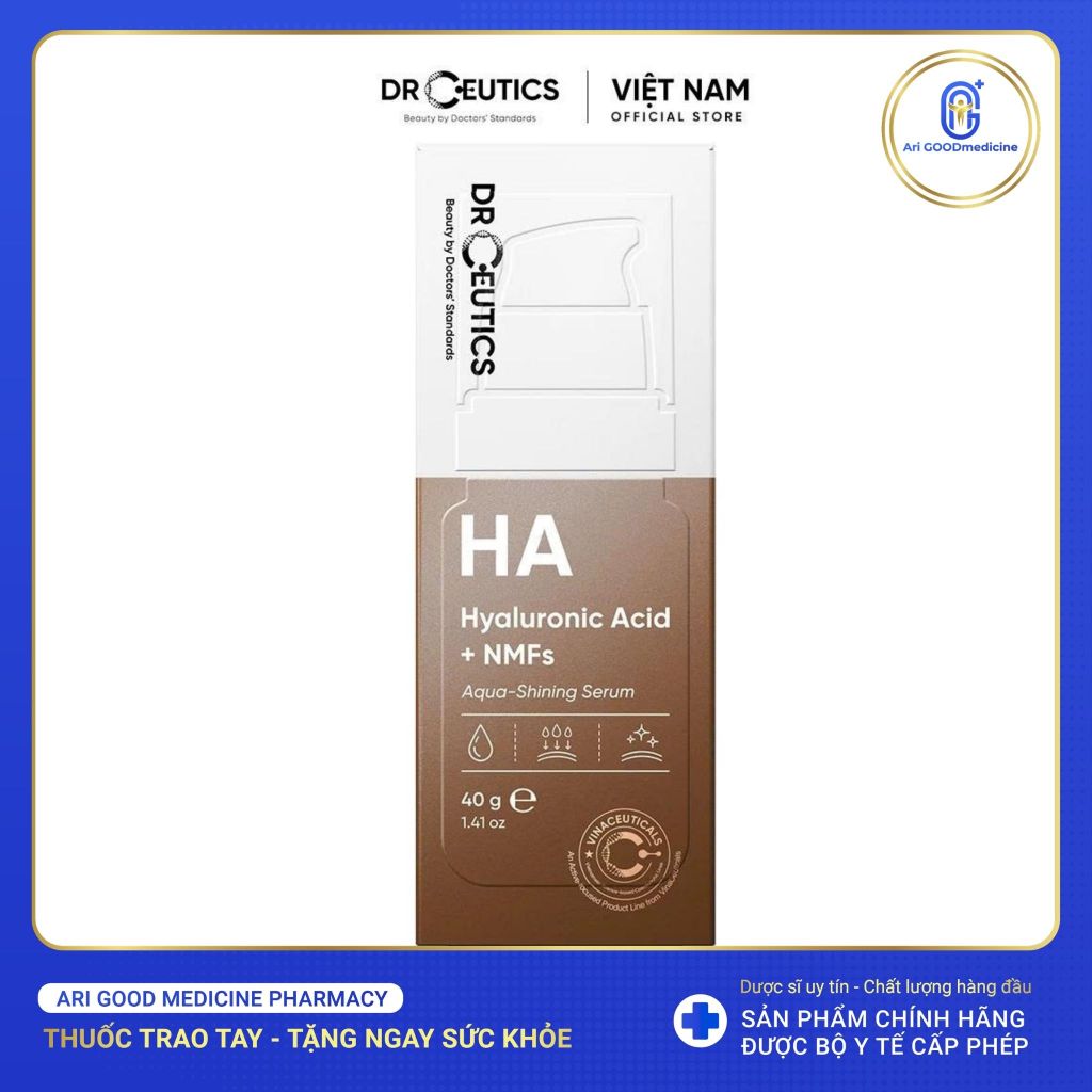 DrCeutics Serum Dưỡng Ẩm HA Phiên Bản Nâng Cấp Hyaluronic Acid + NMFs Aqua-Shining Serum