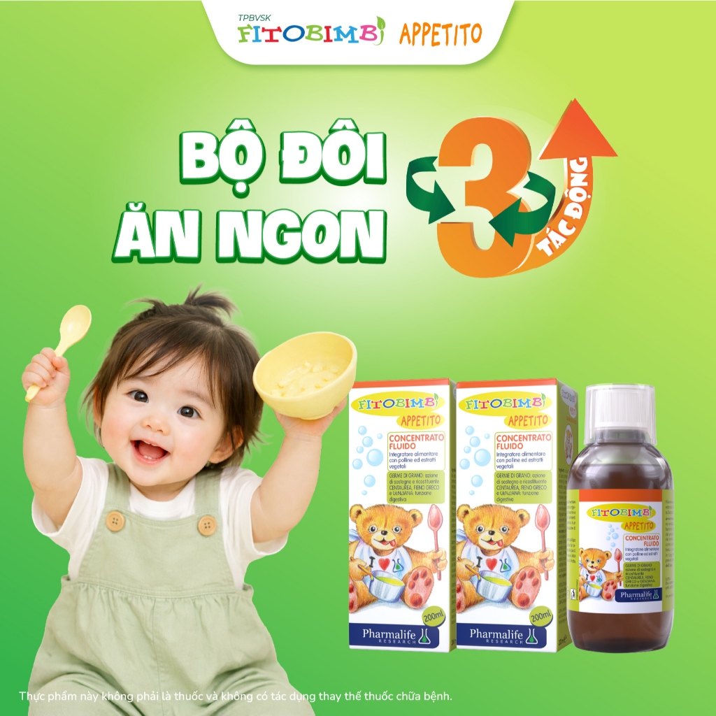Combo 2 Hộp Siro Ăn Ngon Fitobimbi Appetito - Siro Ăn Ngon 3 Tác Động