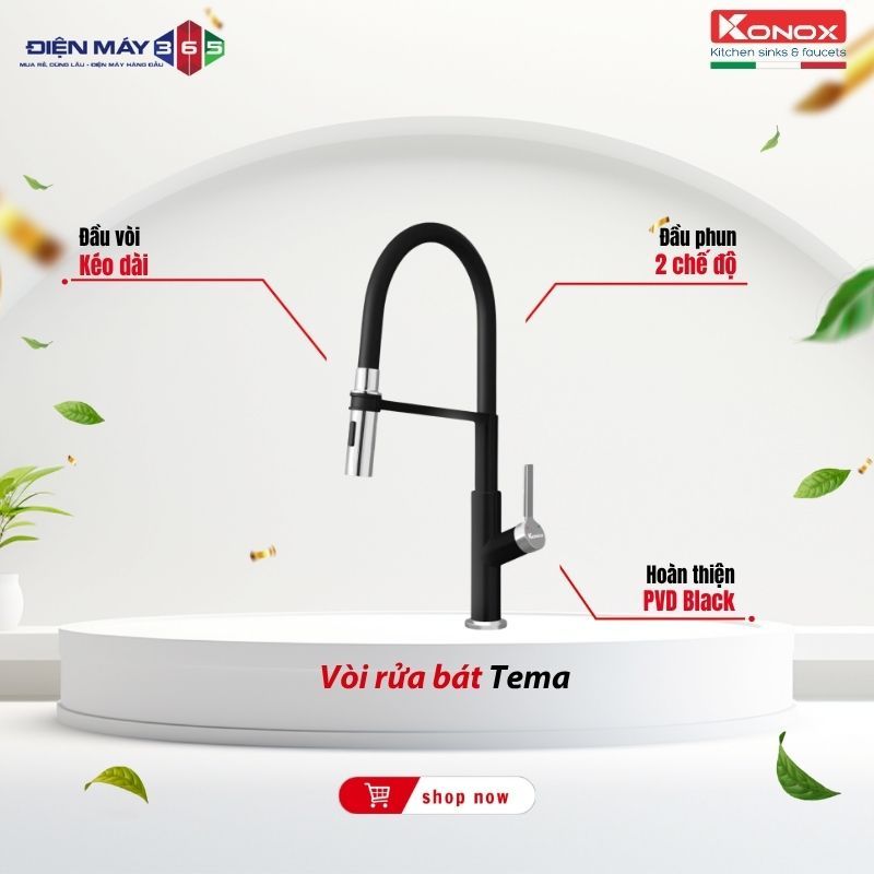 Vòi Rửa Chén Konox Tema – Phong Cách Tối Giản Hợp Bếp Chung Cư Nhà Phố