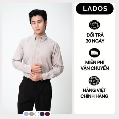 Áo Sơ Mi Oxford Nam Màu Trơn LADOS-48194 Cổ Button Down, Form Regular, Đứng Dáng Phong Cách Thanh Lịch, Trẻ Trung
