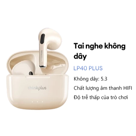 Tai nghe Bluetooth Lenovo LP40 Pro và LP40 Plus HD Stereo Chơi game có độ trễ thấp có Mic Music Blue