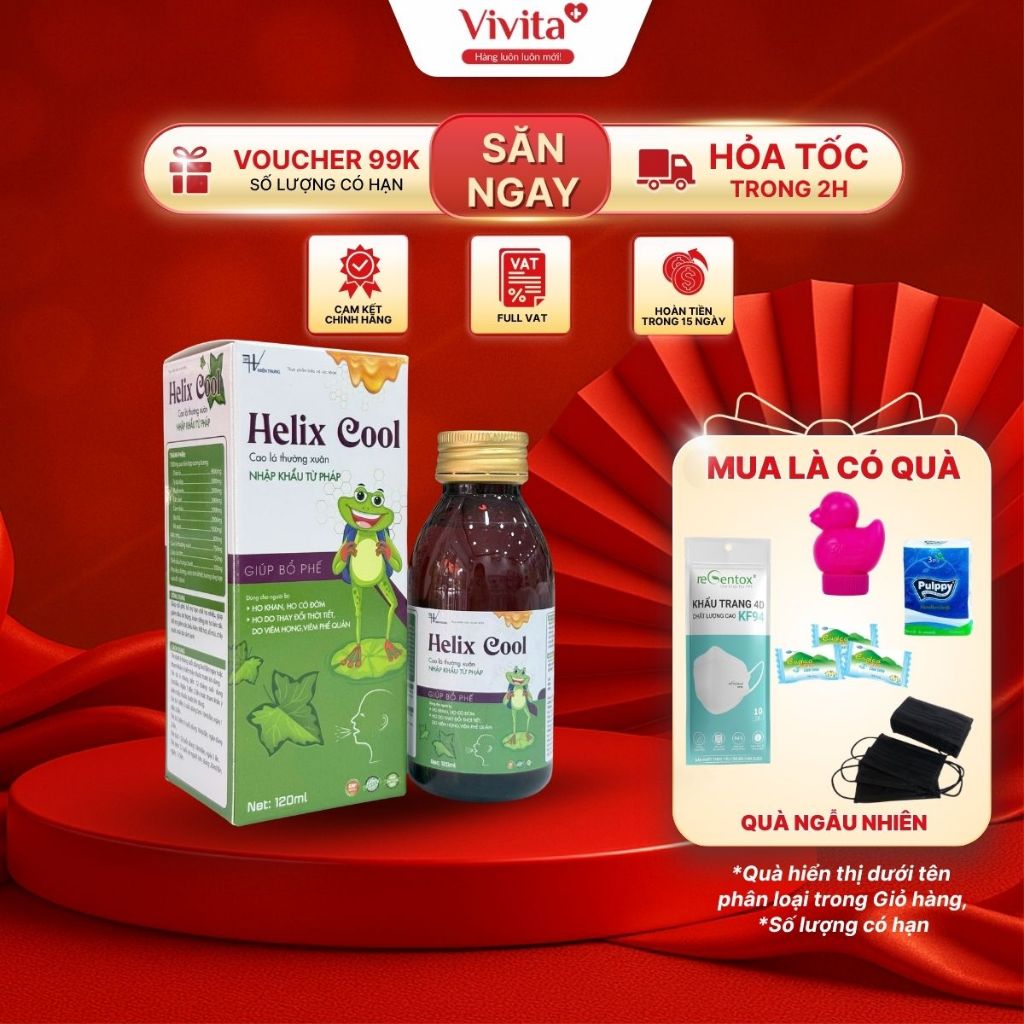 [🔥CHÍNH HÃNG] Siro Thảo Dược Helix Cool Hỗ Trợ Giảm Ho, Ho Khan, Ho Có Đờm, Sổ Mũi - Chai 120ml