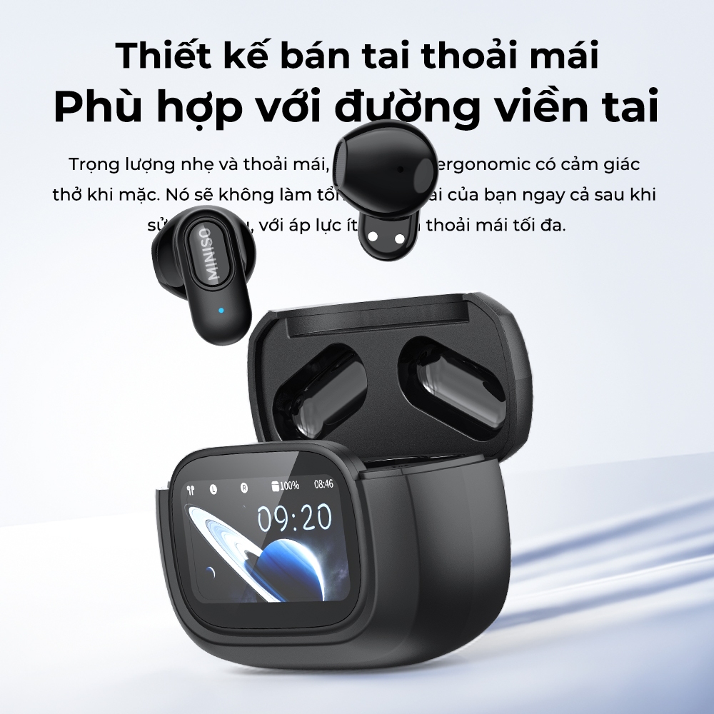 MINISO MS126  Tai Nghe Bluetooth 6.0 Màn Hình Cảm Ứng LED  5 Chế Độ Âm Nhạc Âm Thanh HiFi Bass Mạnh, Chống Ồn ENC Độ Trễ | BigBuy360 - bigbuy360.vn