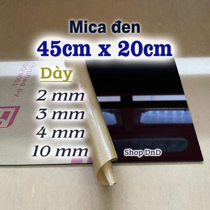 [45cm x 20cm] Tấm mica đen bóng dày 2mm/3mm/4mm/10mm