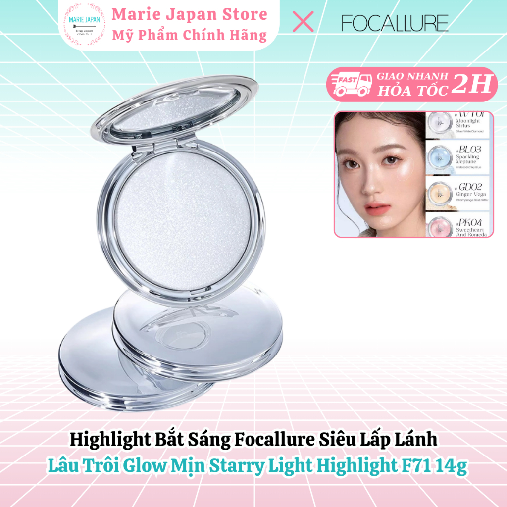 Highlight Bắt Sáng Focallure Siêu Lấp Lánh Lâu Trôi Glow Mịn Starry Light Highlight F71 14g - Marie 