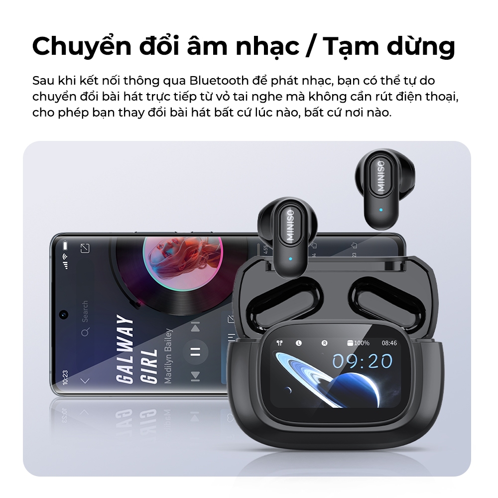 MINISO MS126  Tai Nghe Bluetooth 6.0 Màn Hình Cảm Ứng LED  5 Chế Độ Âm Nhạc Âm Thanh HiFi Bass Mạnh, Chống Ồn ENC Độ Trễ | BigBuy360 - bigbuy360.vn