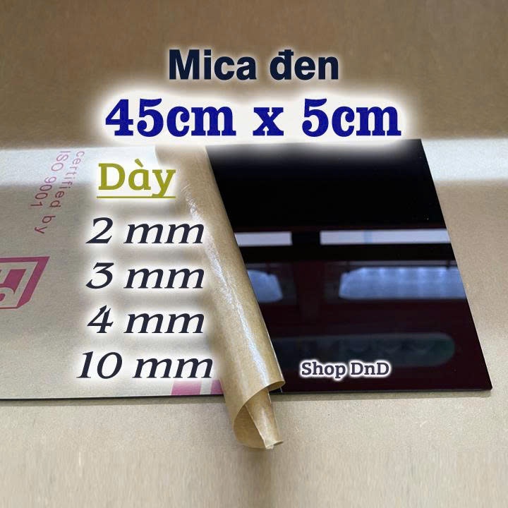 [45cm x 5cm] Tấm mica đen bóng dày 2mm/3mm/4mm/10mm