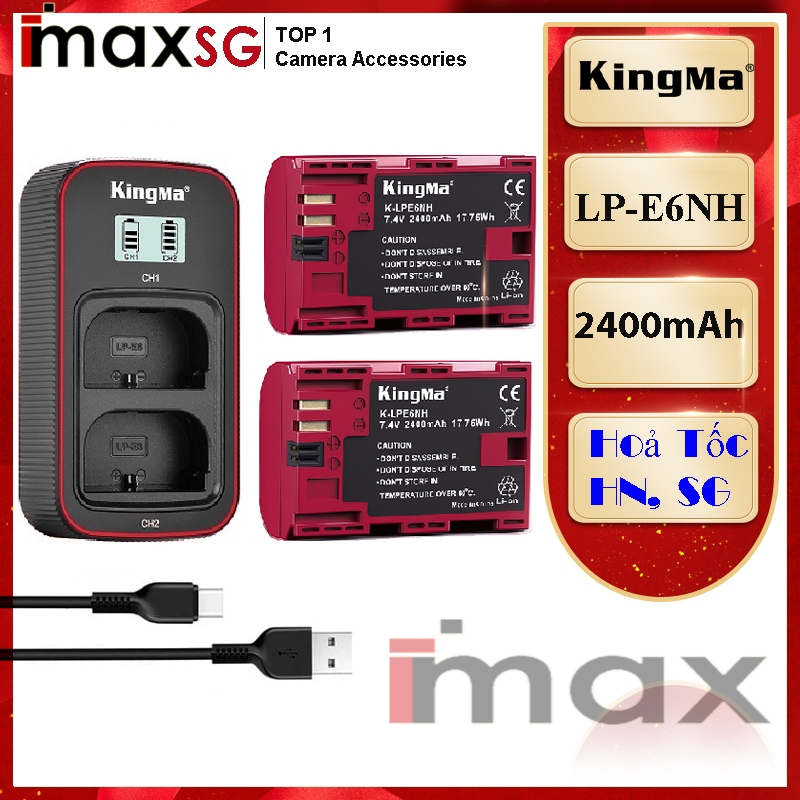 PIN SẠC ĐÔI KINGMA MÀN HÌNH LCD DÙNG CHO MÁY ẢNH LP-E6/E6N/E6NH