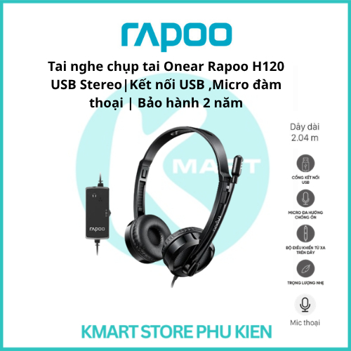 Tai nghe chụp tai Onear Rapoo H120 USB Stereo|Kết nối USB ,Micro đàm thoại | Bảo hành 2 năm