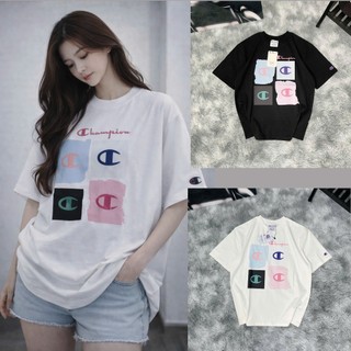 Áo thun Champion 4 Logo In tay lỡ nam nữ PhongShop Unisex
