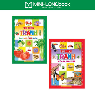 Sách: combo 2 cuốn từ điển tranh về các con vật + từ điển tranh về rau củ quả hoa