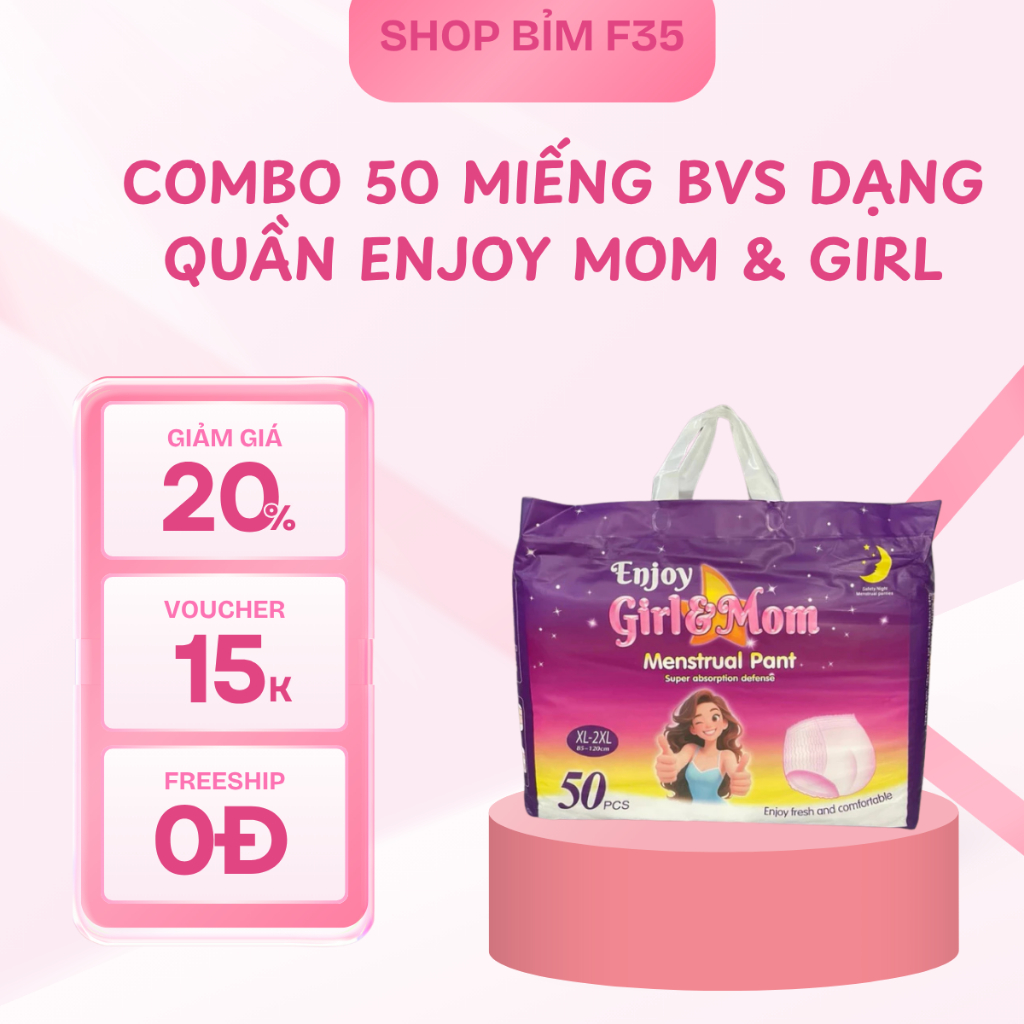 combo 50 miếng băng vệ sinh dạng quần nội địa trung enjoy mom & girl