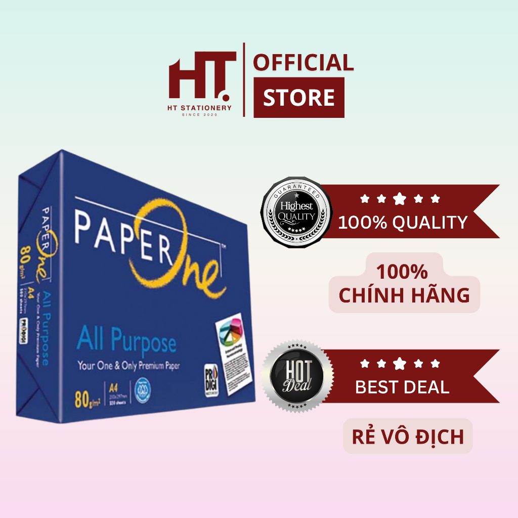 [HT STATION x PAPER ONE] Giấy in A4 500 tờ Paper One 80 gsm chất lượng cao