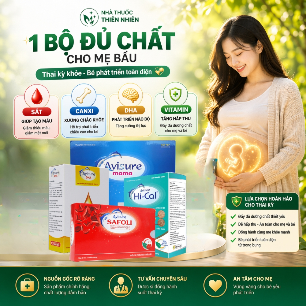 Trọn bộ Sắt Canxi DHA Vitamin Tổng Hợp Chính hãng Thế Hệ Mới Avisure Cho Bà Bầu, Cho Con Bú